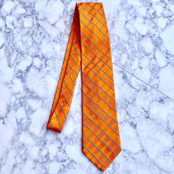 Nautica Other - Nautica orange silk tie EUC navy derail